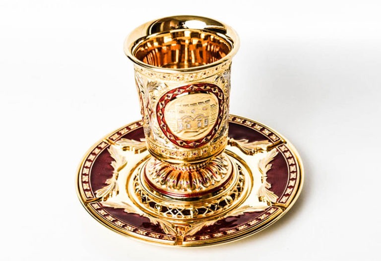 Gold and Ruby Kiddush Cup Motty Mendelovitz